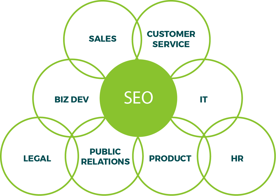 Diagram of how an SEO platform helps inform all parts of a business