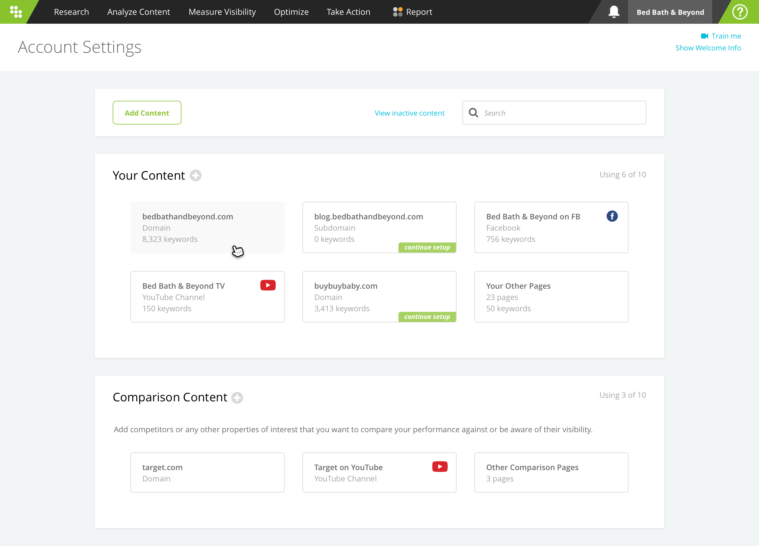 Digital Presence Content Settings