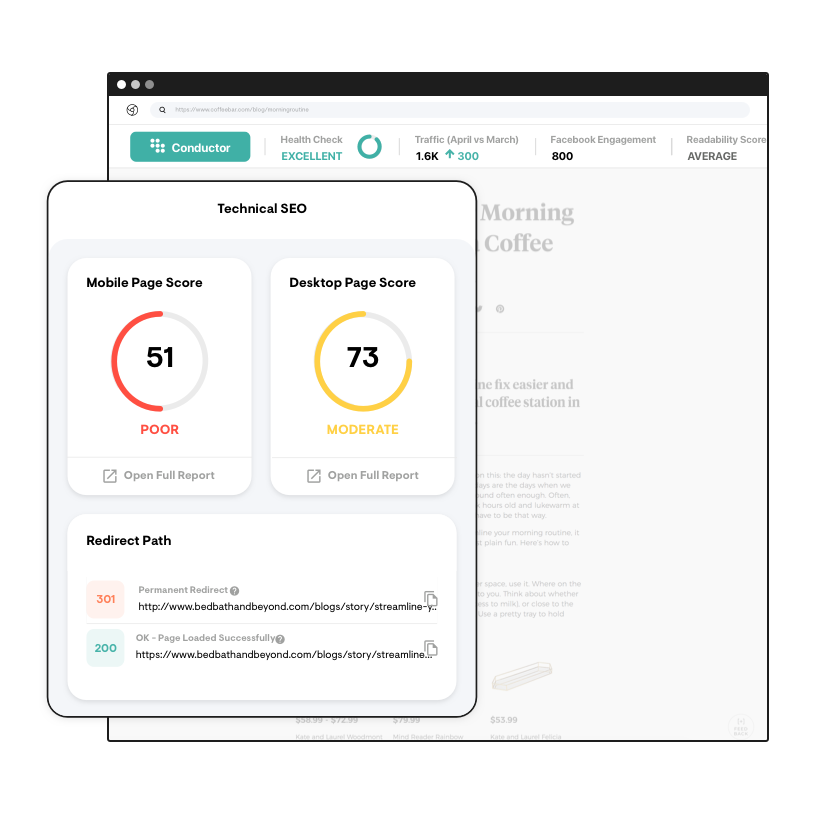 The Conductor for Chrome browser extension showing its Technical SEO feature